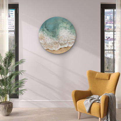 Neutral Colored Waves Sandy Beach Acrylic Glass Rounded Print Tempered Glass Wall Art 100% Made in Australia Ready to Hang