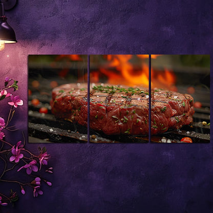 3pcs Delicious Grilled Steak Wall Art Set Canvas Framed 60x90cm - High Quality Print 100% Australian Made Wall Canvas Ready to Hang - Bella Home Decor