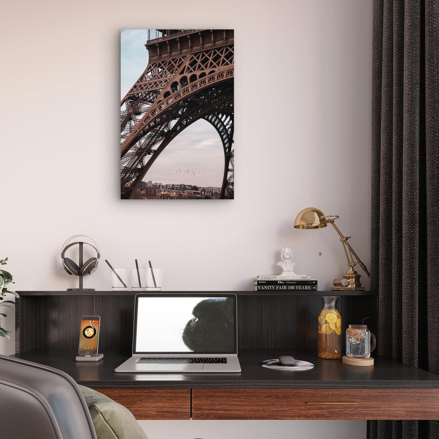 Vertical Shot Famous Eiffel Tower Paris France 60x90cm Metal Print Ready to Hang