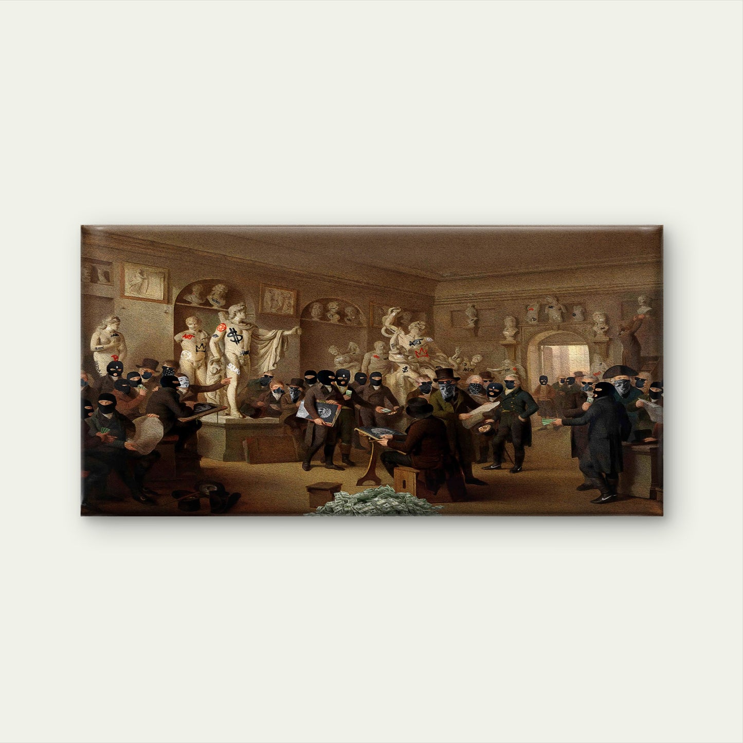 Museum Heist Street Art Wall Art Canvas Office Home Room Framed 120x60cm