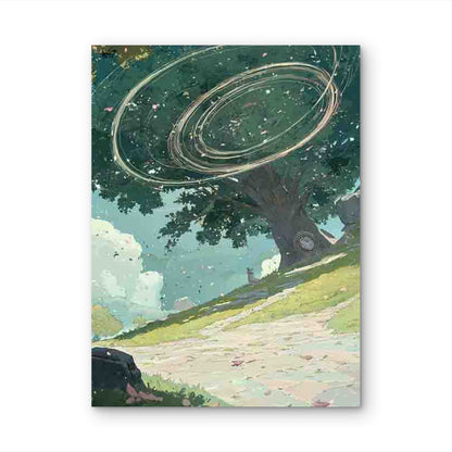 Floating Tree with Ethereal Orbs 40x60cm Metal Print Ready to Hang - Bella Home Decor