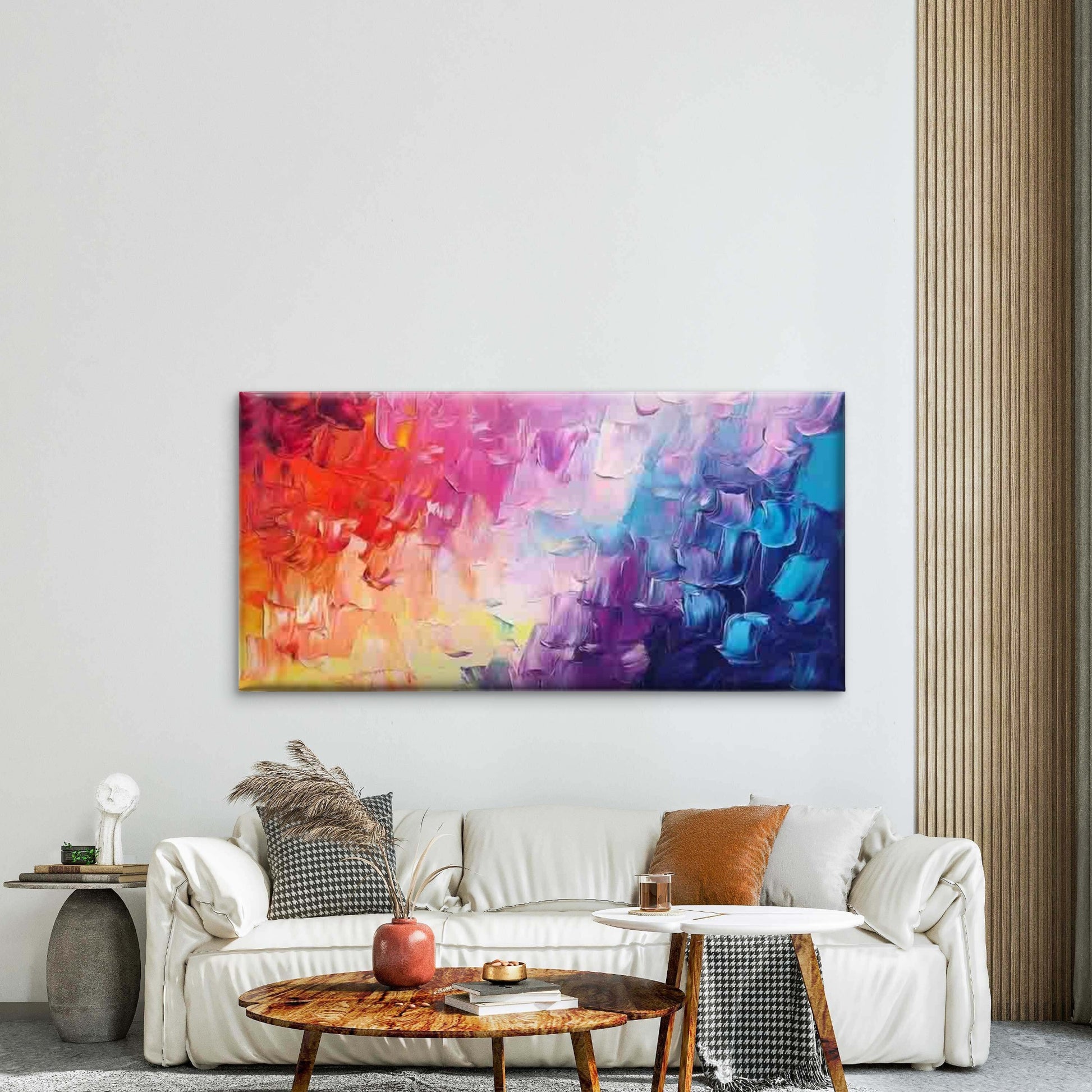 Colorful Abstract Brushstroke Wall Art Canvas Office Home Room Framed 120x60cm - Bella Home Decor