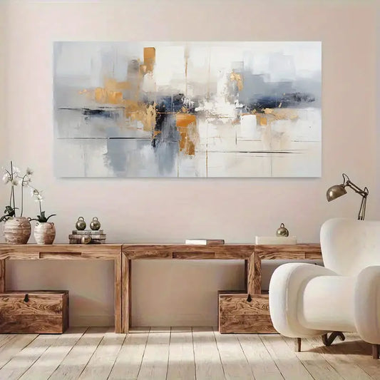 Abstract Black Silver wall canvas office home room framed 120x60cm - Bella Home Decor