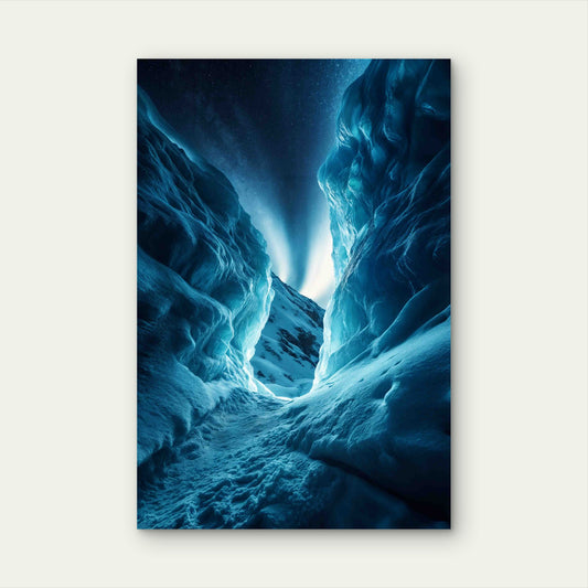 View of Glacier at Night 60x90cm Metal Print Ready to Hang
