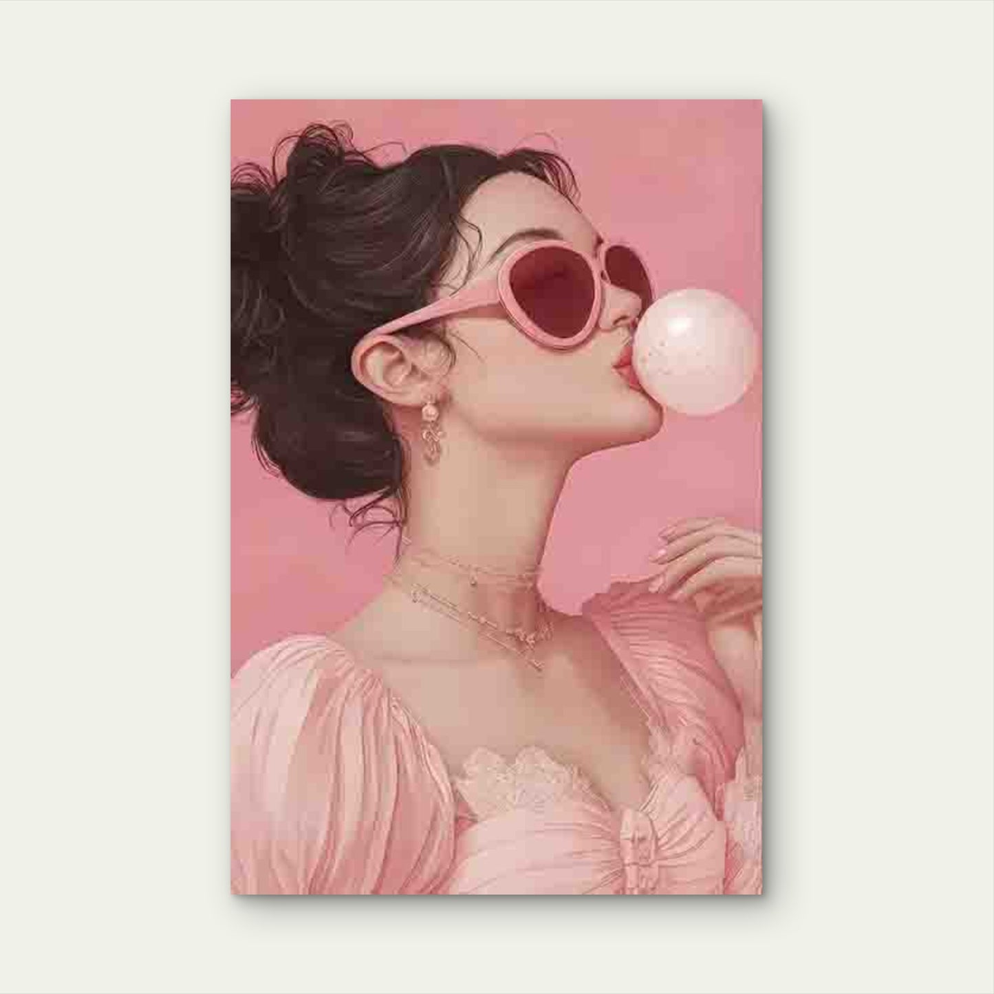Girl With Pink Aesthetics 60x90cm Metal Print Ready to Hang