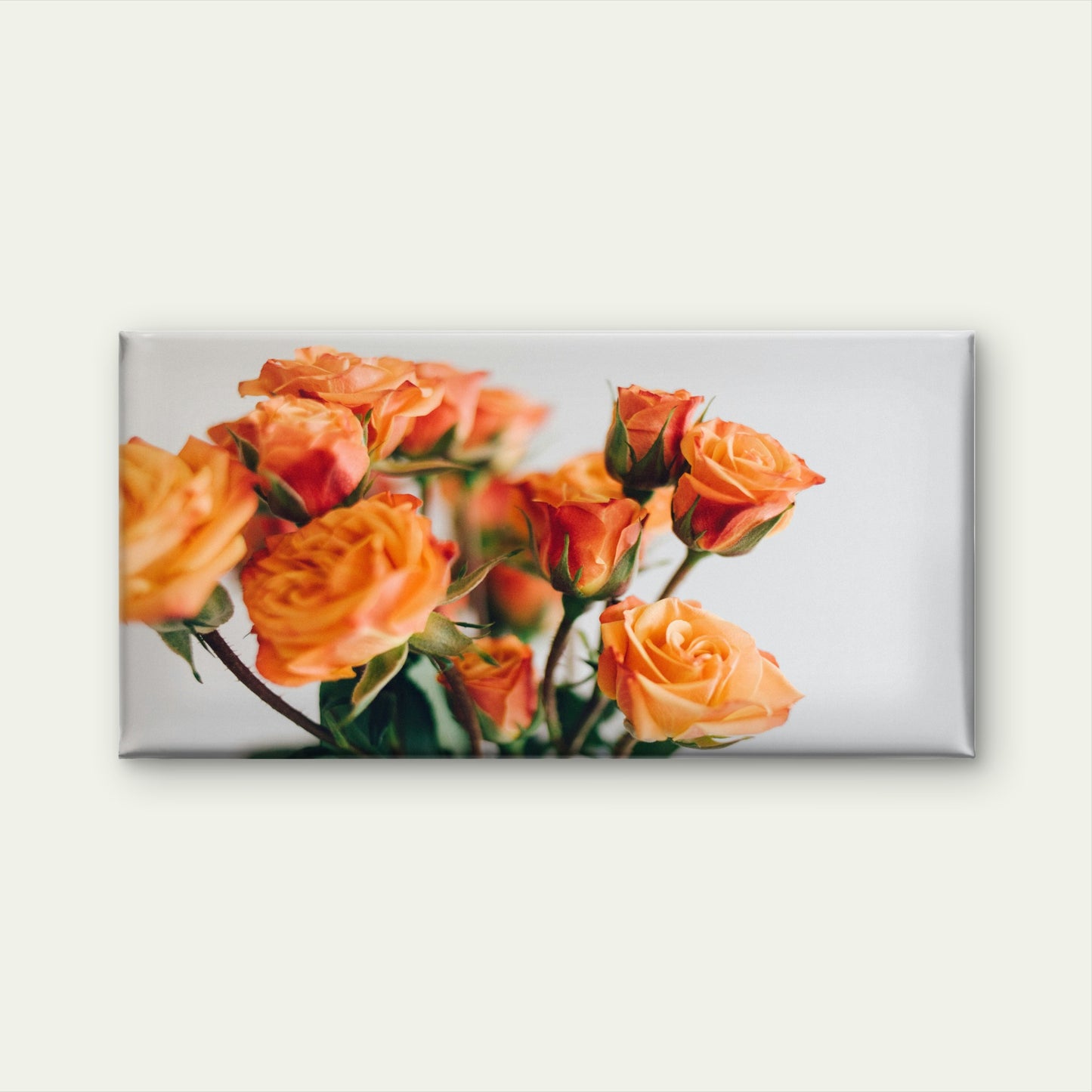 Vibrant Orange Roses Bouquet Wall Art Canvas Office Home Room Framed 120x60cm