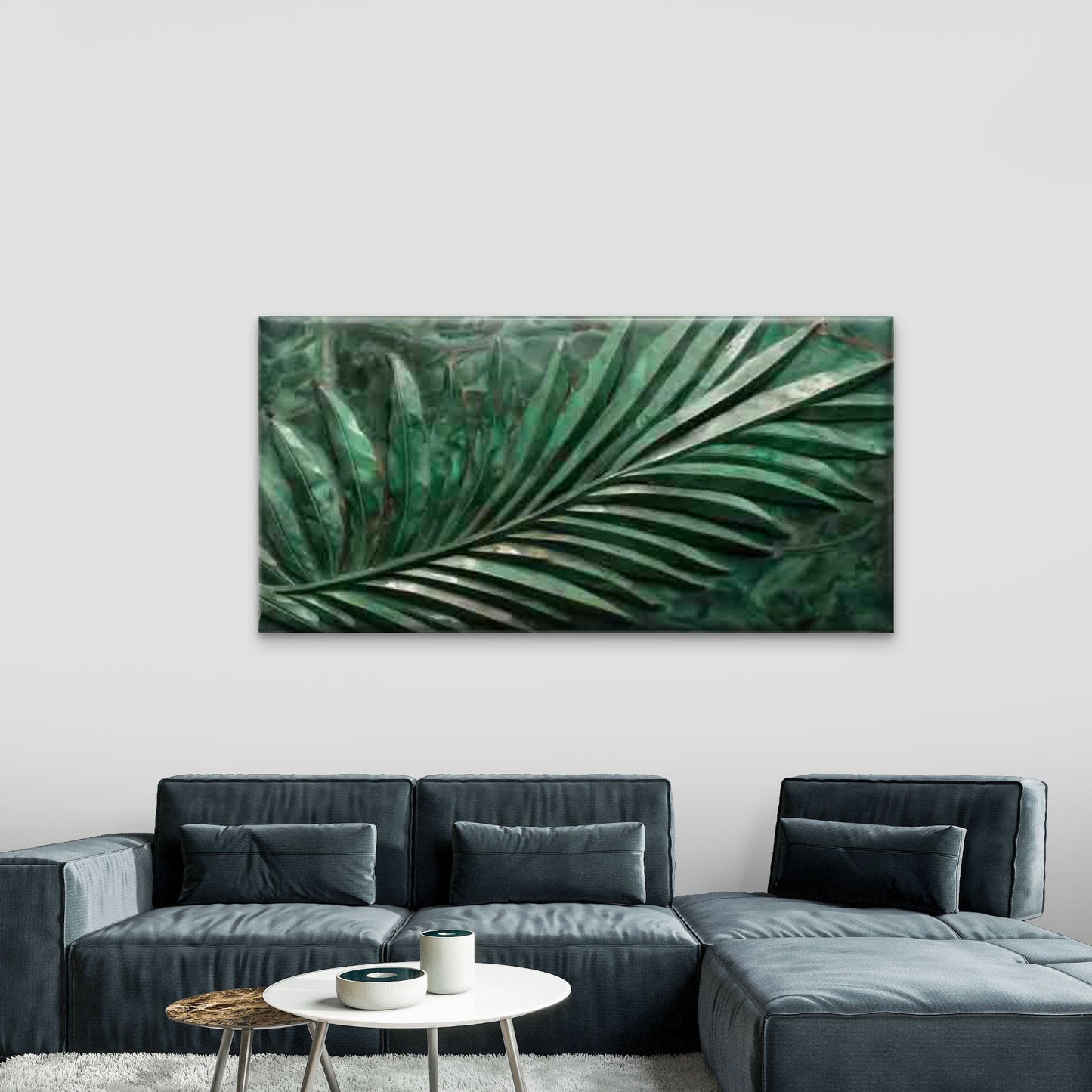 Tropical Green Palm Leaf Wall Art Canvas Office Home Room Framed 120x60cm - Bella Home Decor
