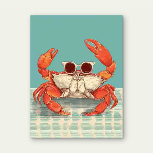 Crab Lover Club Vintage Seafood 40x60cm Metal Print Ready to Hang