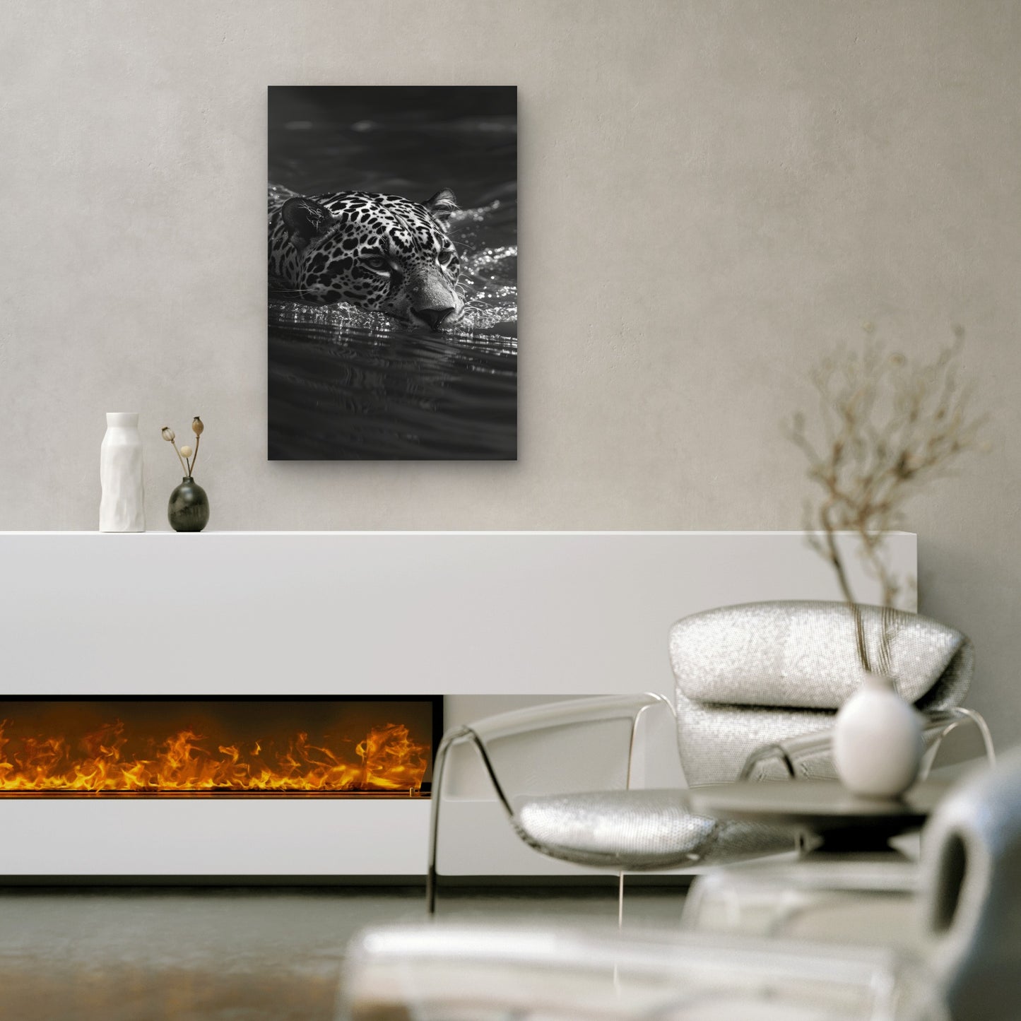Beautiful Black White Jaguar 40x60cm Metal Print Ready to Hang