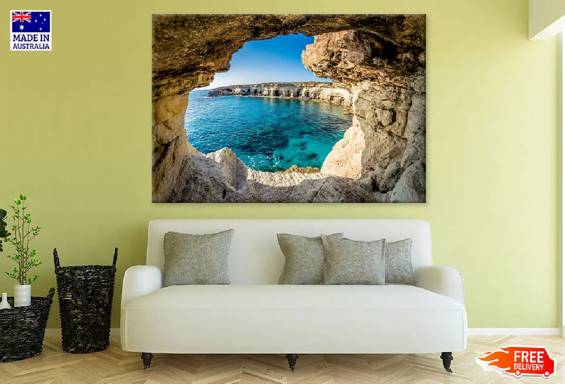 Sea Caves near Ayia Napa Cyprus Photograph 90x60cm Print 100% Australian Made