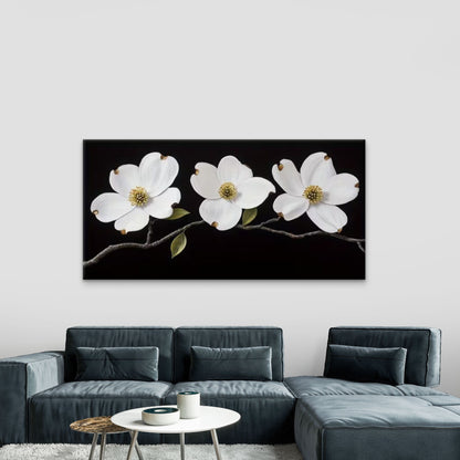 White Magnolia Flowers Wall Art Canvas Office Home Room Framed 120x60cm