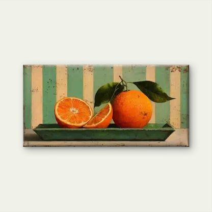 Yellow Striped Lemon Wall Art Canvas Office Home Room Framed 120x60cm