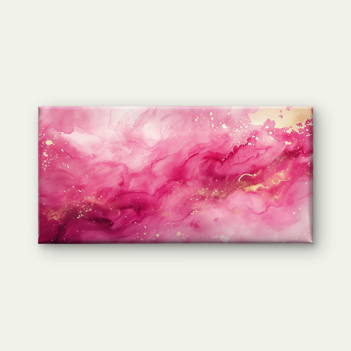 Deep Magenta Golden Mist Wall Art Canvas Office Home Room Framed 120x60cm