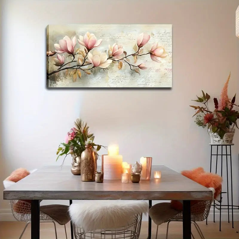 Elegant Beautiful Pink White Wall Art Canvas Office Home Room Framed 120x60cm - Bella Home Decor