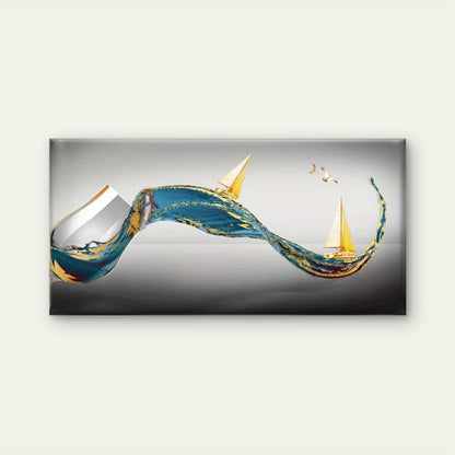 Modern Ocean Wave Wall Art Canvas Office Home Room Framed 120x60cm