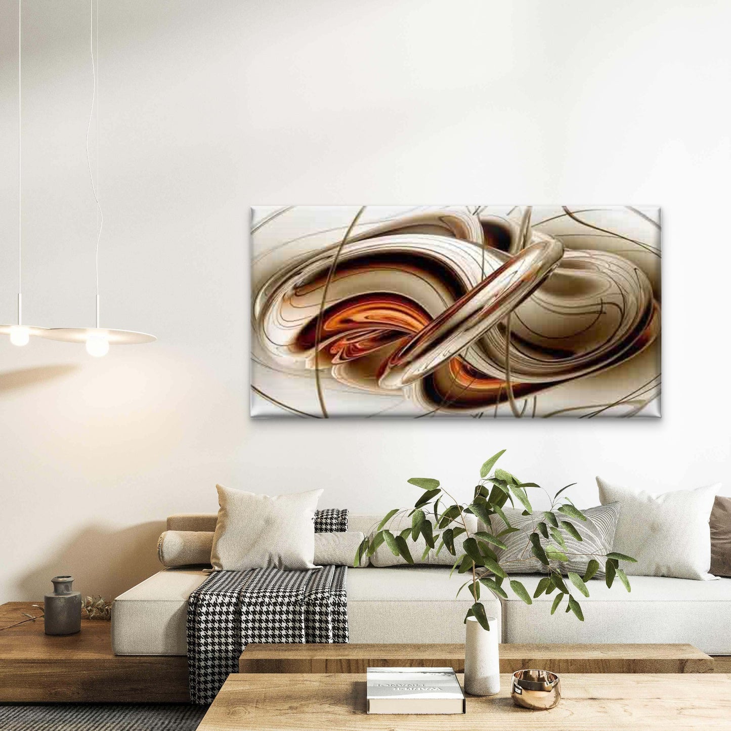 Abstract Swirl Wall Art Canvas Office Home Room Framed 120x60cm - Bella Home Decor