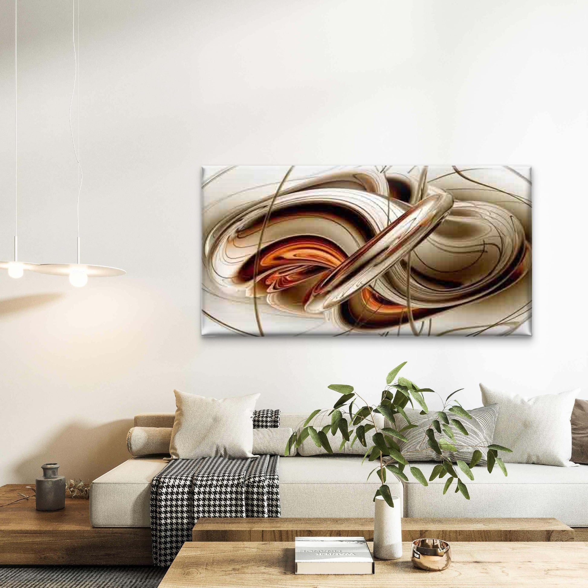 Abstract Swirl Wall Art Canvas Office Home Room Framed 120x60cm - Bella Home Decor