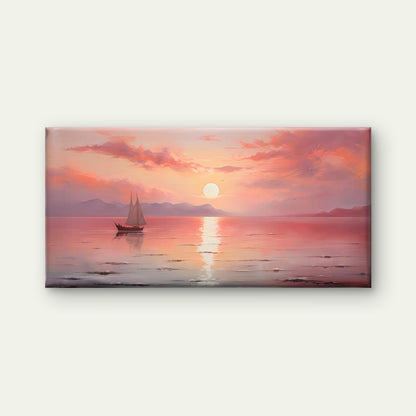 Pink Sea with Mountains Wall Art Canvas Office Home Room Framed 120x60cm - Bella Home Decor
