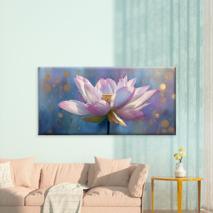 Pink & Purple Lotus Flower Wall Art Canvas Office Home Room Framed 120x60cm