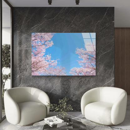 Pink Spring Blossom Tempered Glass Printing Wall Art Australian Made Quality
