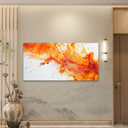 Orange Fire White Smoke Wall Art Canvas Office Home Room Framed 120x60cm