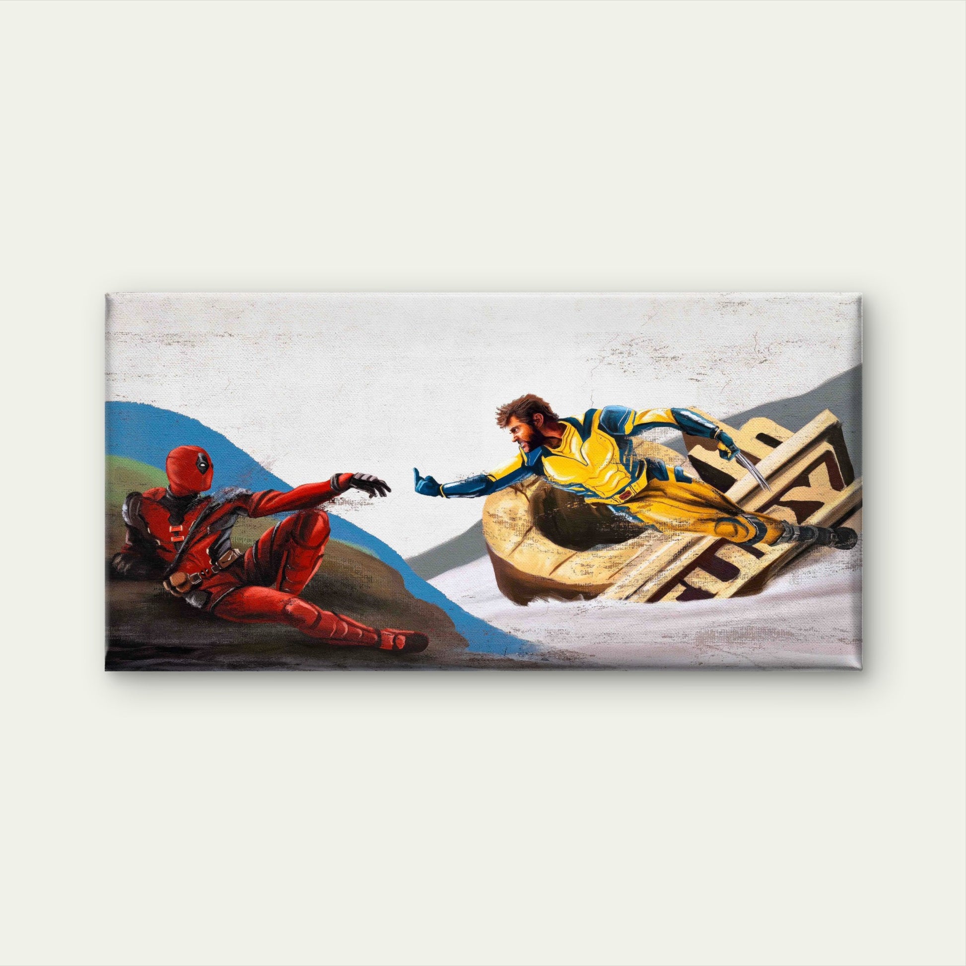 Humorous Comic Fresco Parody Wall Art Canvas Office Home Room Framed 120x60cm - Bella Home Decor