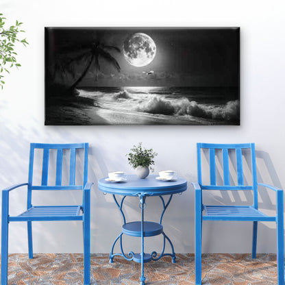 Black And White Beach Wall Art Canvas Office Home Room Framed 120x60cm
