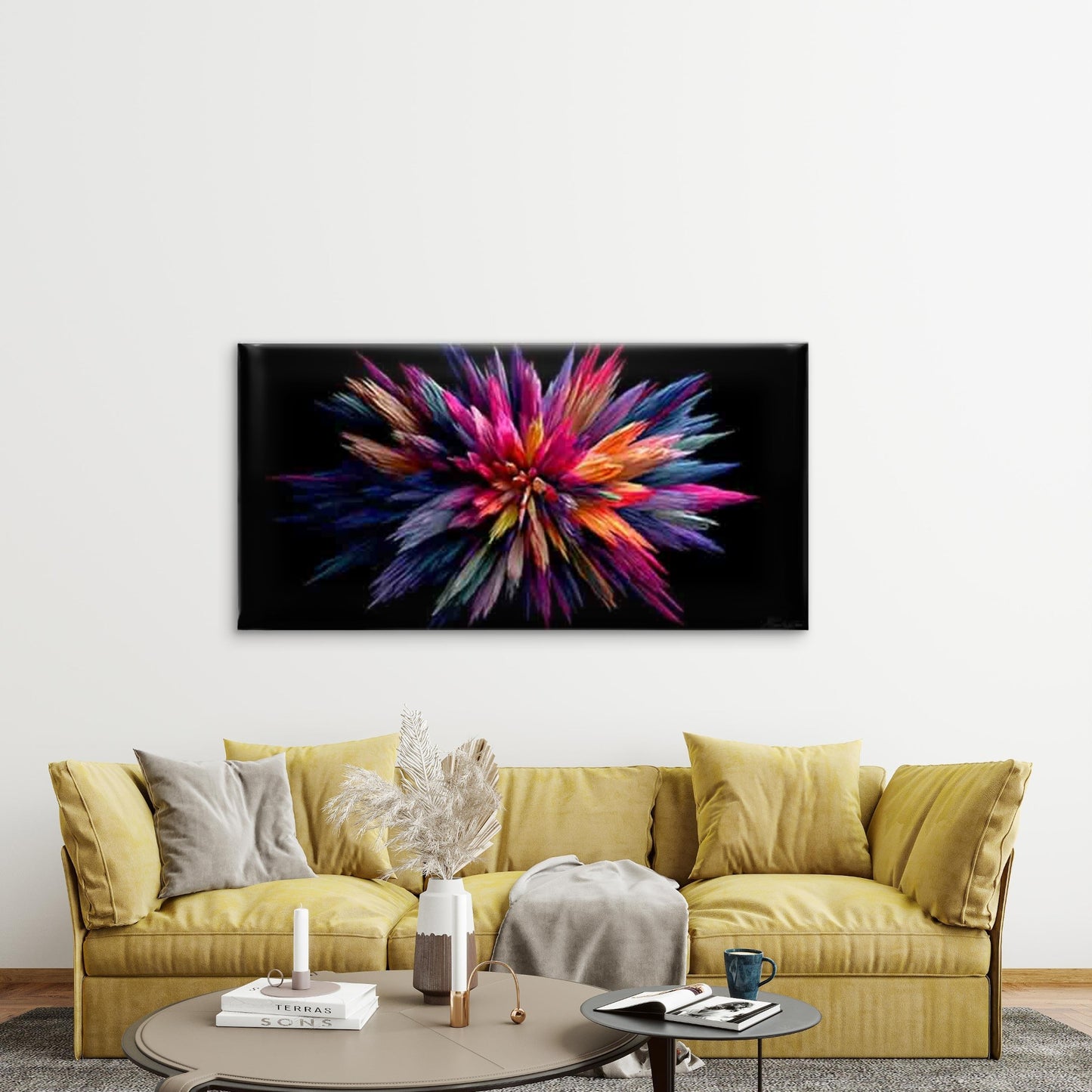 Explosion of Vibrant Colors Wall Art Canvas Office Home Room Framed 120x60cm - Bella Home Decor
