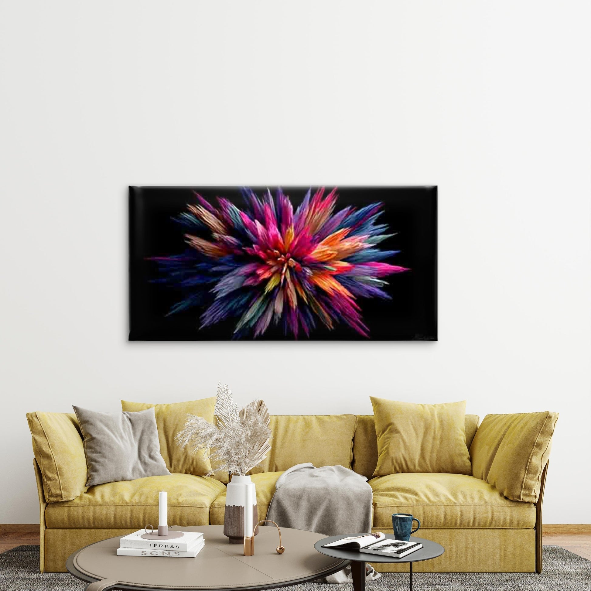 Explosion of Vibrant Colors Wall Art Canvas Office Home Room Framed 120x60cm - Bella Home Decor