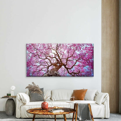 Pink Cherry Blossom Tree View Wall Art Canvas Office Home Room Framed 120x60cm - Bella Home Decor