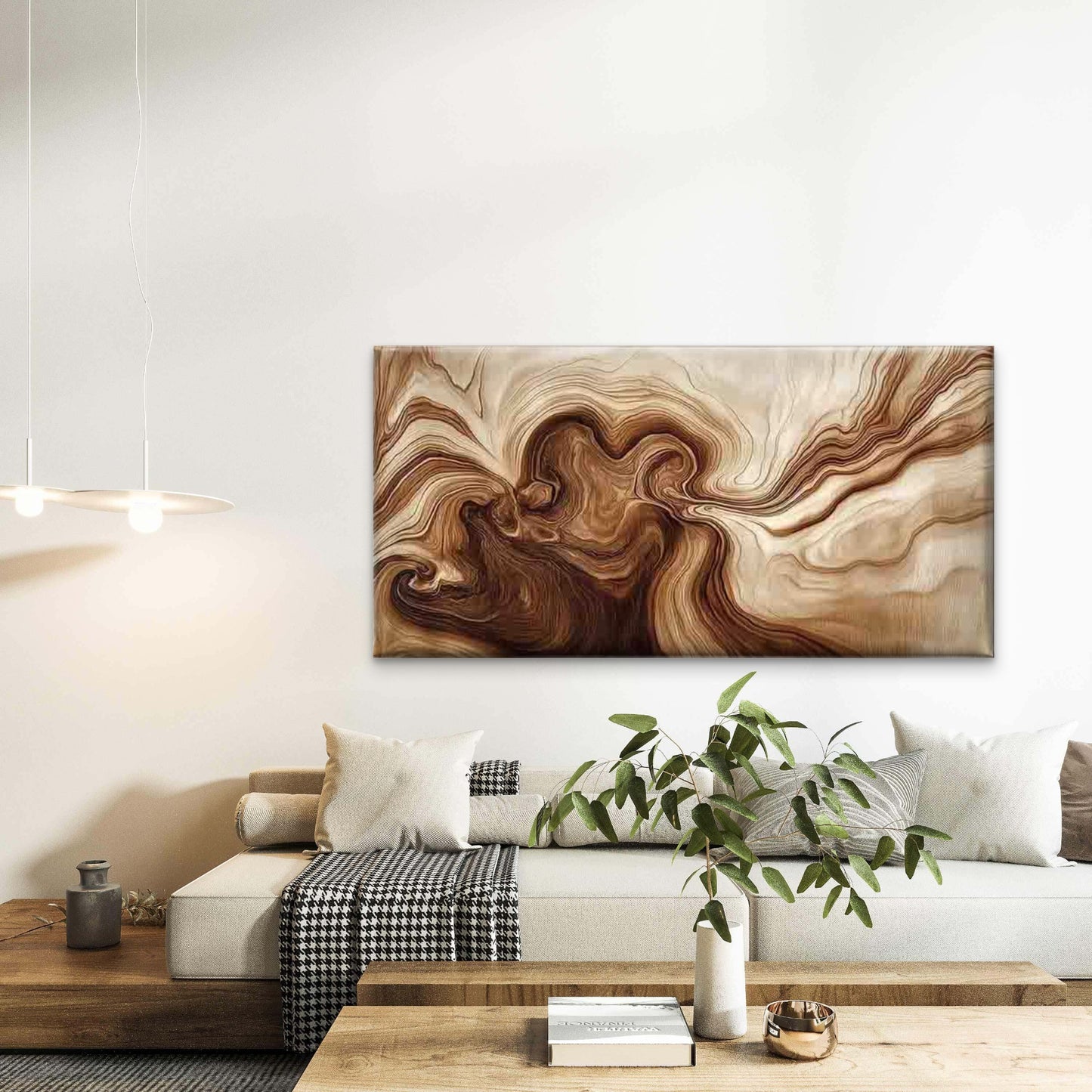 Abstract Brown Marble Texture Wall Art Canvas Office Home Room Framed 120x60cm - Bella Home Decor