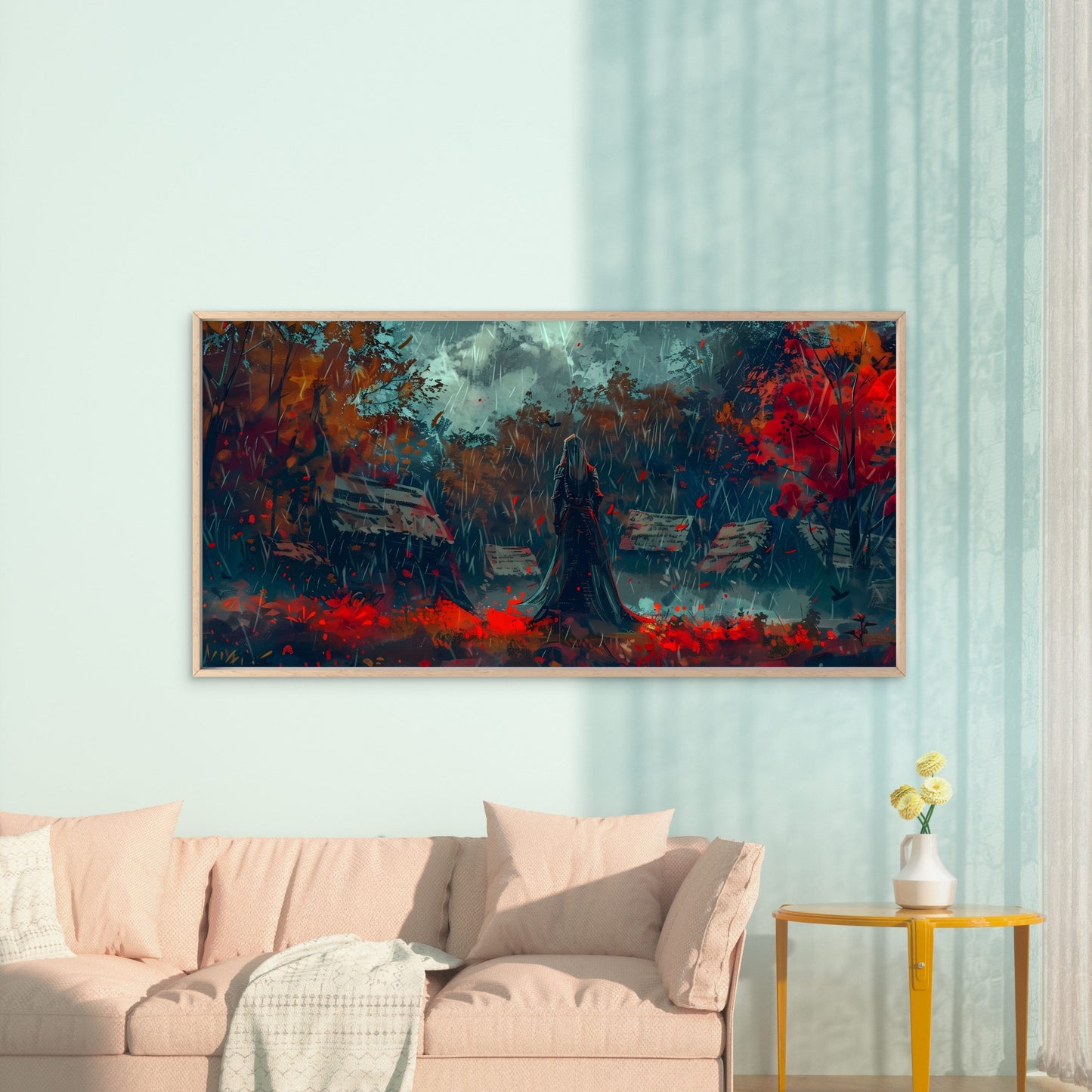 Autumn Rain And Solitude Wall Art Canvas Office Home Room Framed 120x60cm