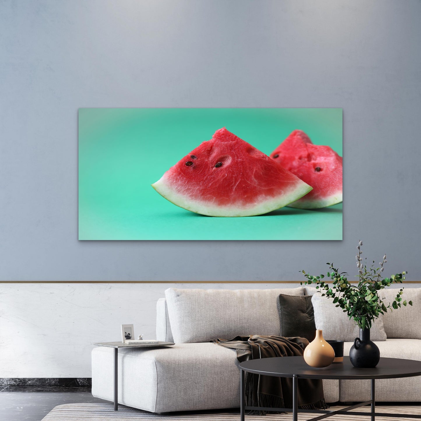 Fresh Watermelon On Display Wall Art Canvas Office Home Room Framed 120x60cm