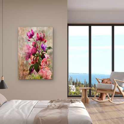 Abstract Art Colorful Flowers Painting 40x60cm Metal Print Ready to Hang