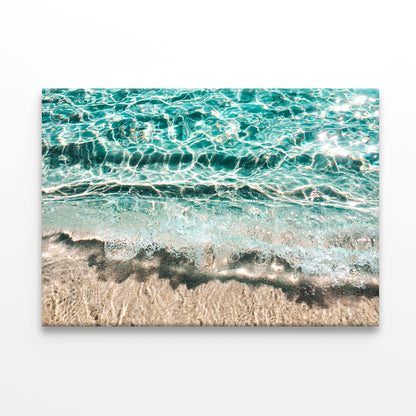 Turquoise Wave on Sandy Shore  Wall Art Decor 100% Australian Made