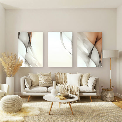 3pcs Abstract Minimalist Black Beige Wall Art Set Canvas Framed 50x70cm - High Quality Print 100% Australian Made Wall Canvas Ready to Hang
