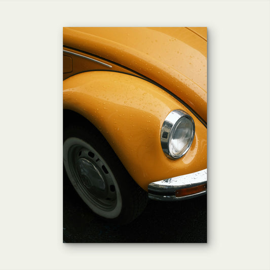 Classic Yellow Volkswagen Beetle 60x90cm Metal Print Ready to Hang