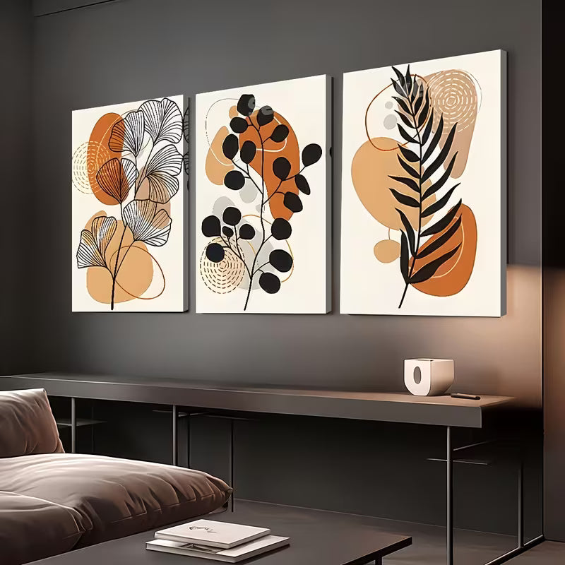 3pcs Modern Minimalist Abstract Plant Wall Art Set Canvas Framed 40x60cm - High Quality Print 100% Australian Made Wall Canvas Ready to Hang - Bella Home Decor
