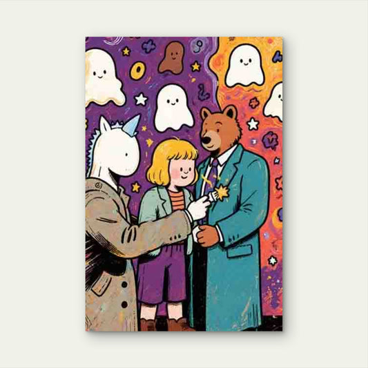 Ghost and Animal Pattern 60x90cm Metal Print Ready to Hang