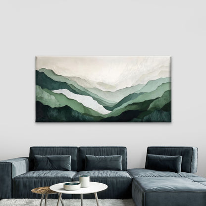 Abstract Green Mountain Wall Art Canvas Office Home Room Framed 120x60cm