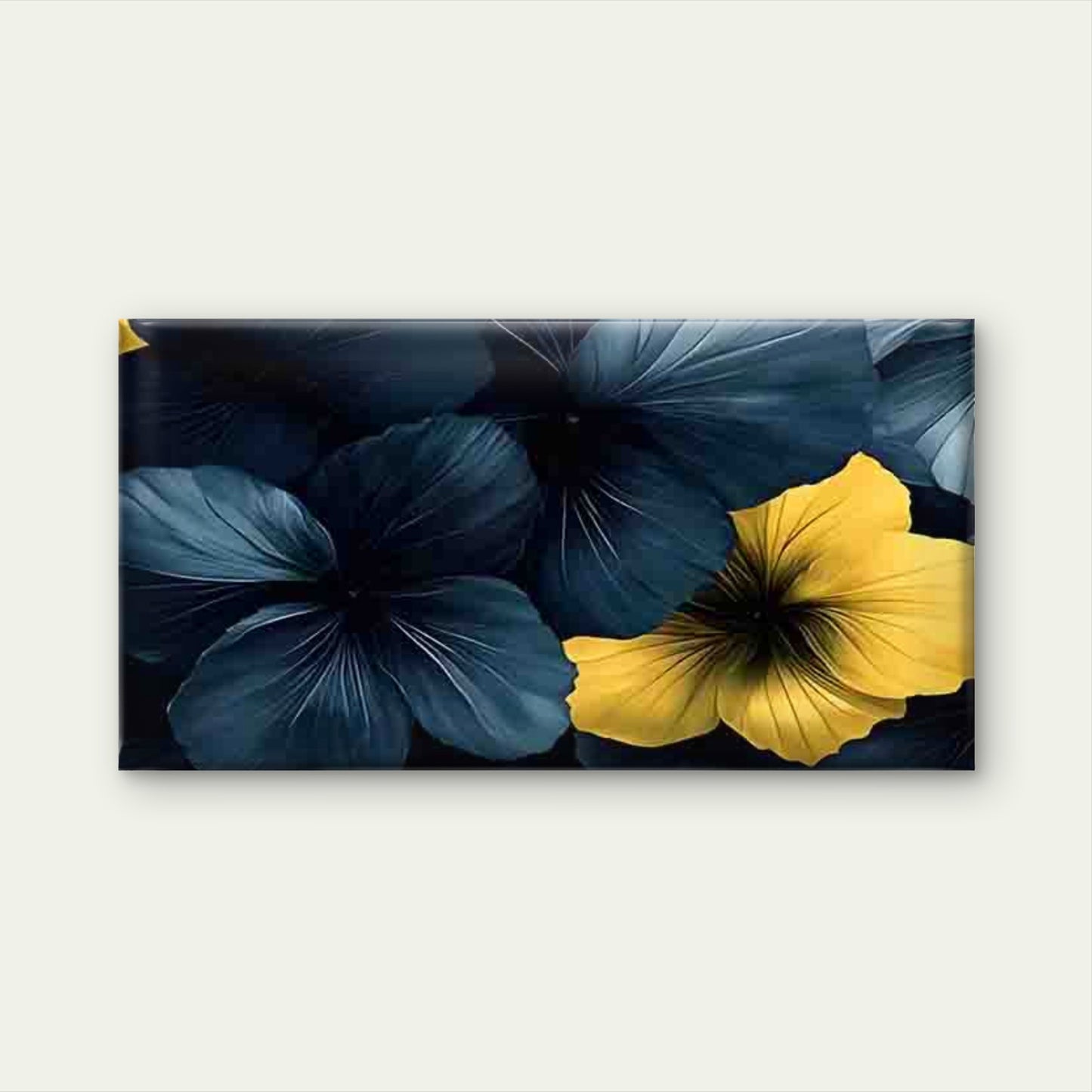 Blue and Yellow Floral Wall Art Canvas Office Home Room Framed 120x60cm - Bella Home Decor