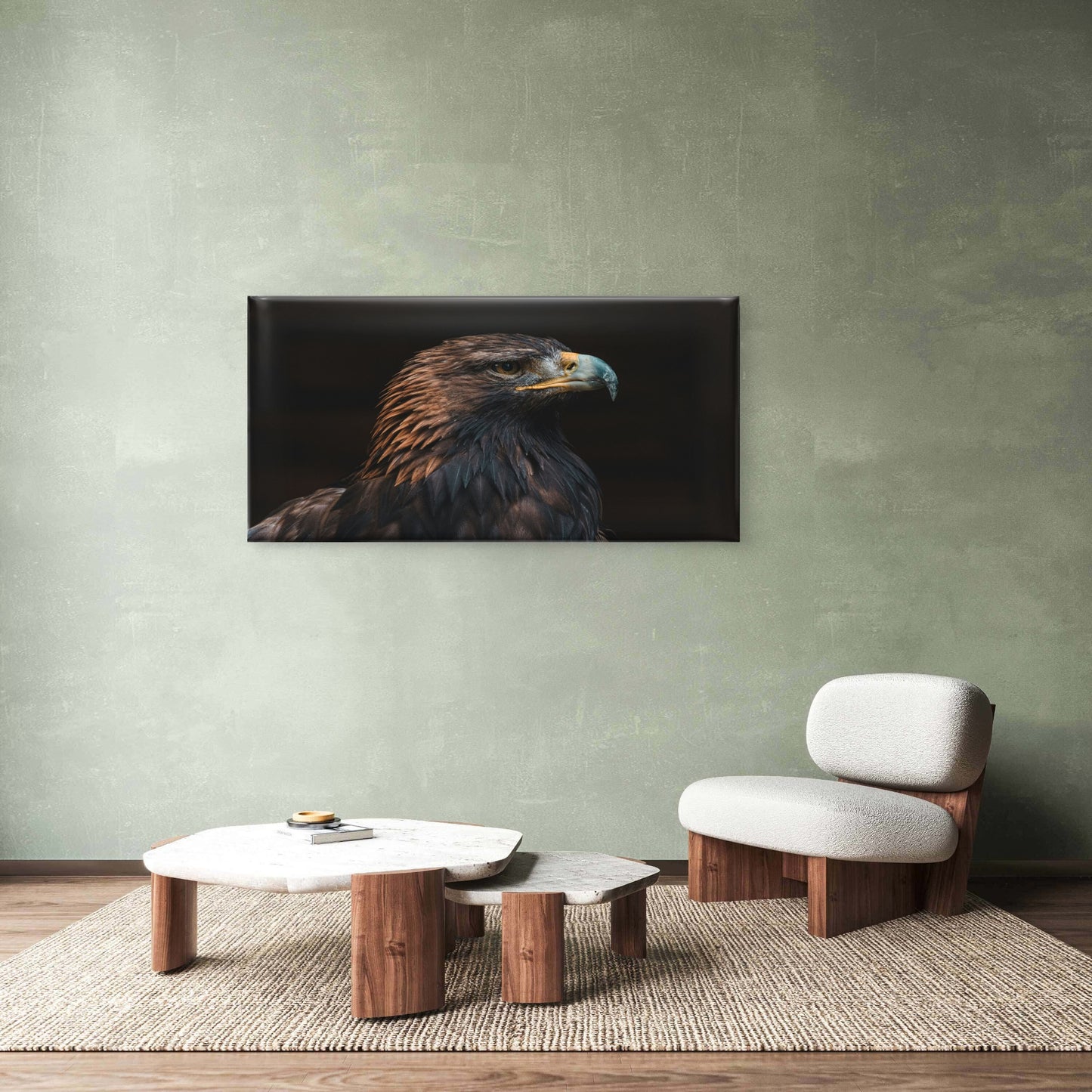 Close Up Portrait Of A Golden Eagle Wall Art Canvas Office Home Room Framed 120x60cm