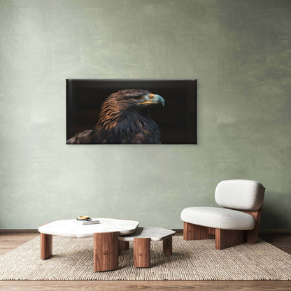 Close Up Portrait Of A Golden Eagle Wall Art Canvas Office Home Room Framed 120x60cm