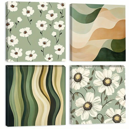 4pcs Garden Poster, Stone Path   Wall Art Canvas Framed