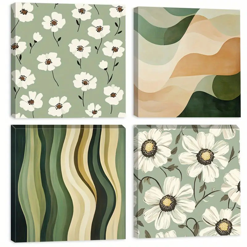 4pcs Garden Green Trees Wall Decor GG  Wall Art Canvas Framed