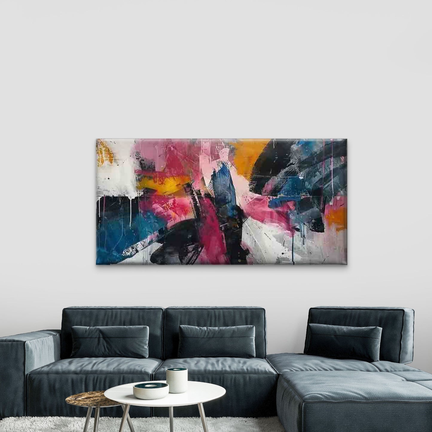 Abstract with Colorful Brush Wall Art Canvas Office Home Room Framed 120x60cm - Bella Home Decor