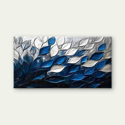 Blue and White Gradient Leaves Wall Art Canvas Office Home Room Framed 120x60cm - Bella Home Decor