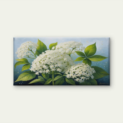 White Hydrangea Flower Art Wall Art Canvas Office Home Room Framed 120x60cm