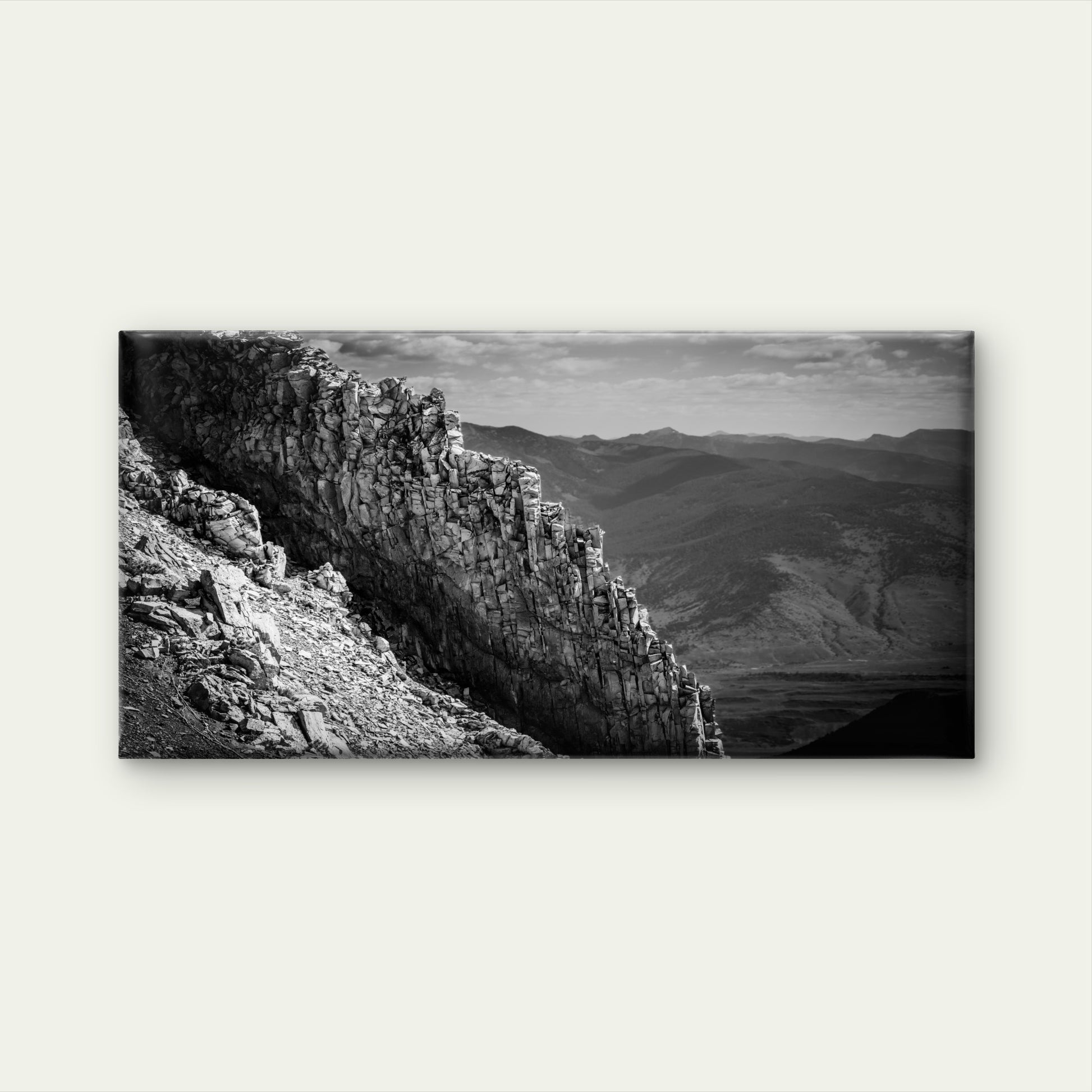 Black And White Rocky Mountain Peak Wall Art Canvas Office Home Framed 120x60cm
