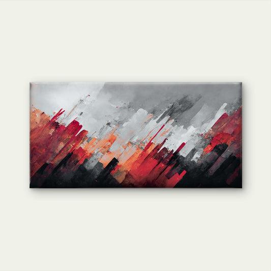 Deep Black Meets Crimson Wall Art Canvas Office Home Room Framed 120x60cm